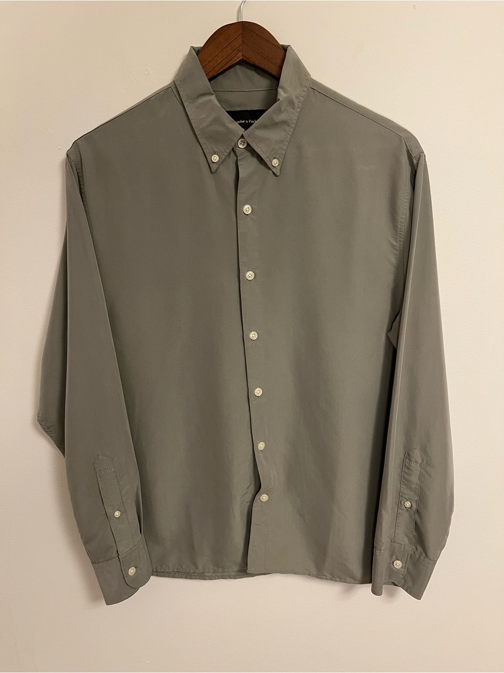 Abercrombie & Fitch Muted Sage Button-Down Modal Shirt - Picture 1 of 6